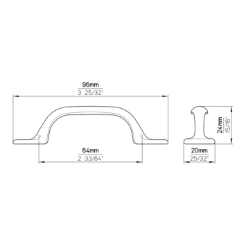 Greep Sam rvs look 95mm
