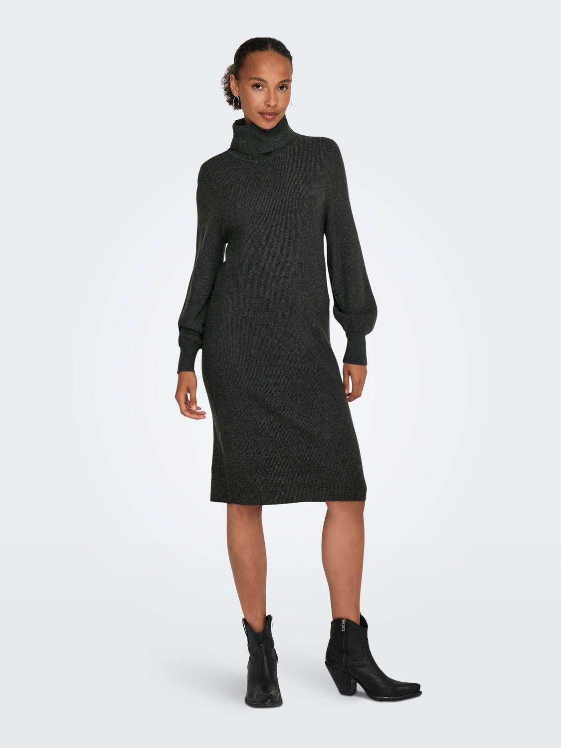 ONLSASHA Langes Kleid Dark Grey Melange