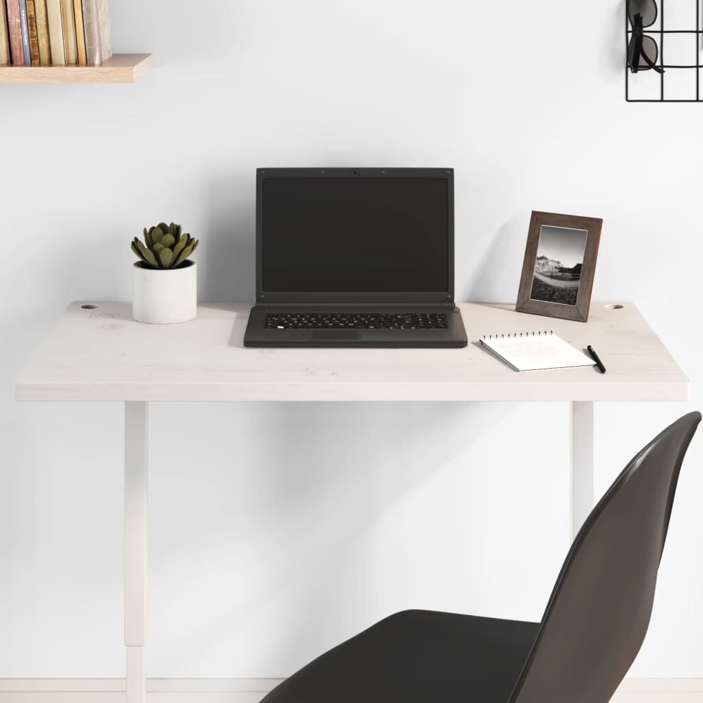 vidaXL Bureaublad Wit 80x40x2,5 cm Massief grenenhout