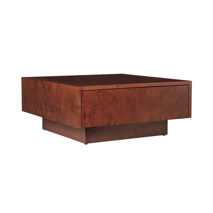 Ferm Living - Burl Coffee Table, mit Schublade, 70x 70 cm, dunkel gebeizt