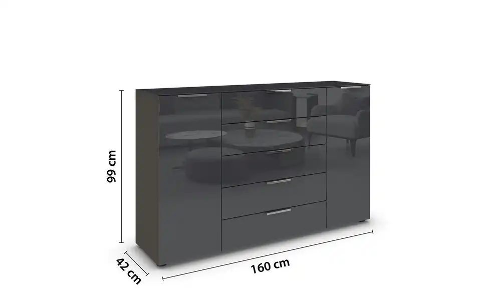 Sideboard verchromt 160 cm Basaltgrau, Graphit