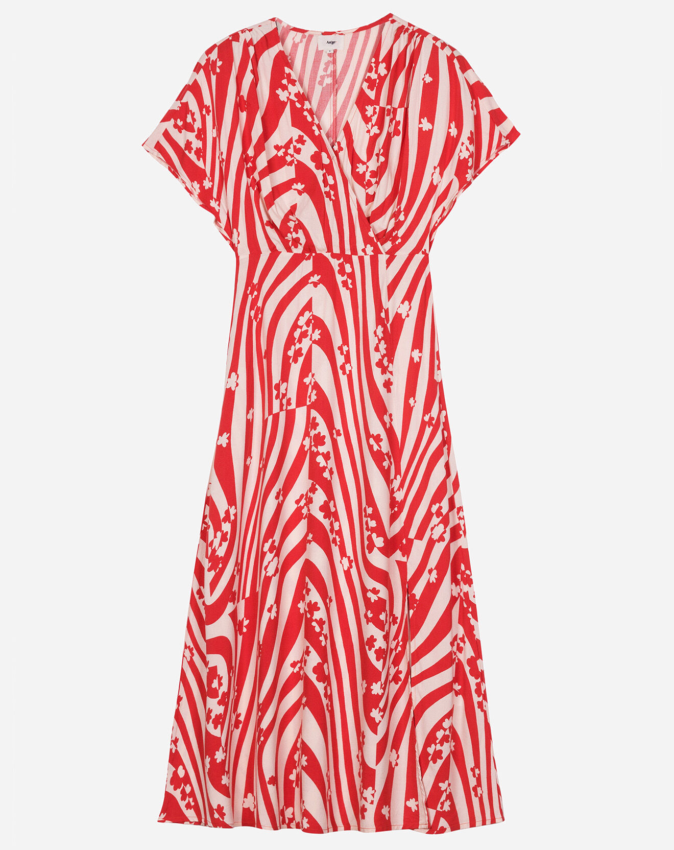 An'ge Robe mi-longue Camille cache-cœur rouge/écru