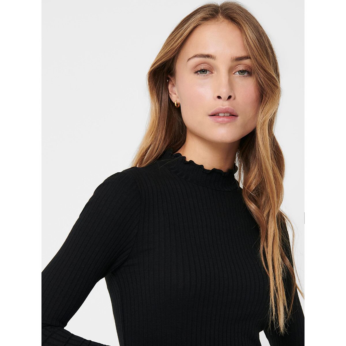 JDY<br>Camiseta canelada, gola alta