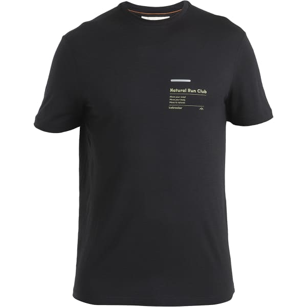 T-shirt randonnée ICEBREAKER M MERINO 150 TECH LITE III SS TEE NATURAL RUN CLUB 2.0 BLACK