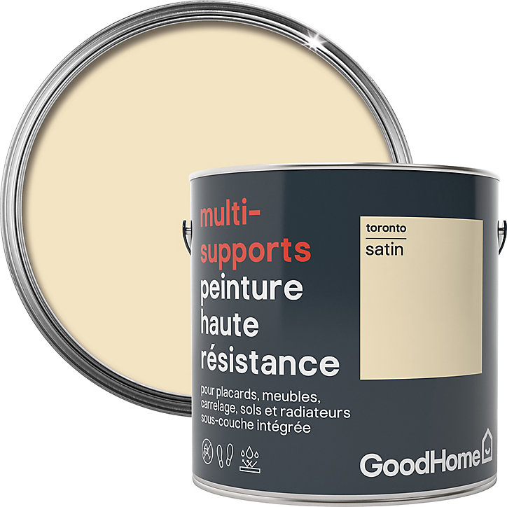 Peinture haute résistance multi-supports GoodHome blanc Toronto satin 2L