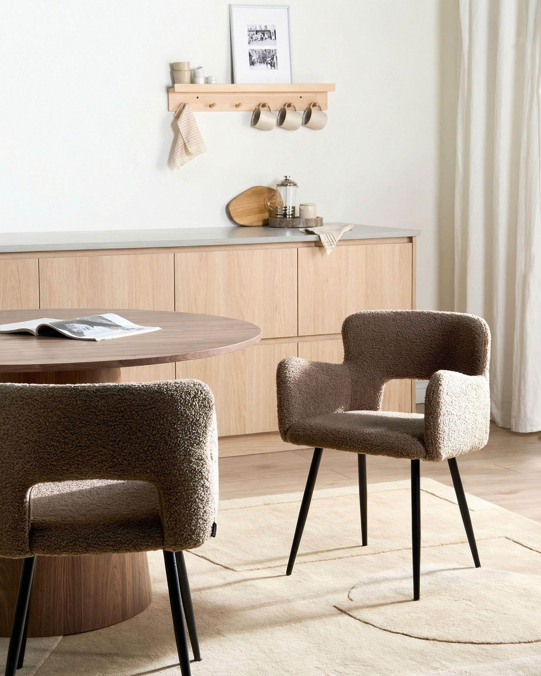 Set van 2 eetkamerstoelen SANILAC Bouclé Bruin