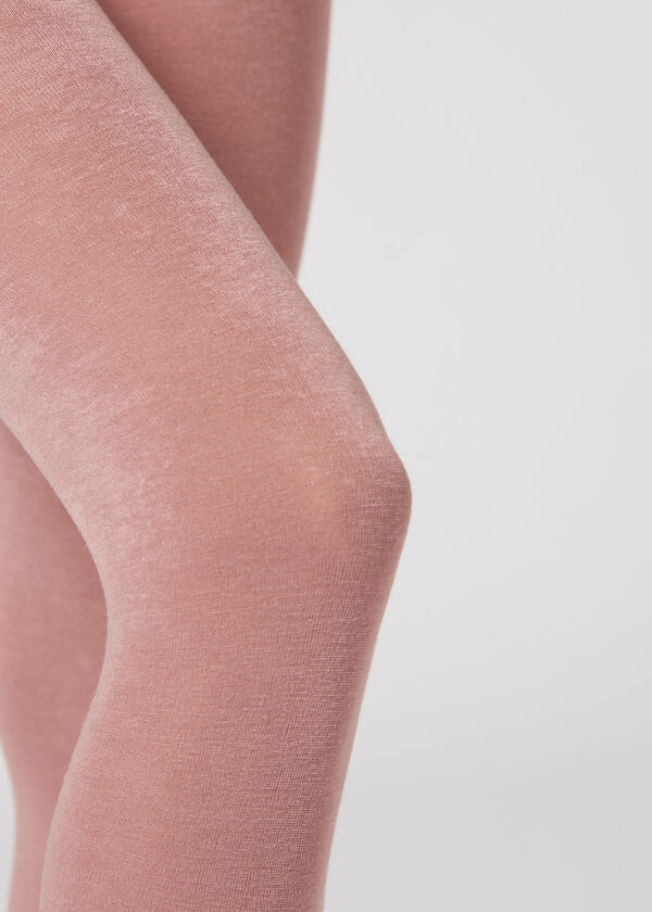 Meias-calças em mistura macia de modal e cashmere