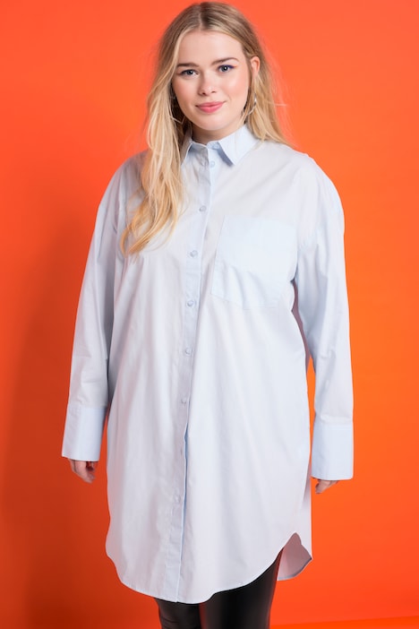Hemdbluse, oversized, Knopfleiste, Hemdkragen