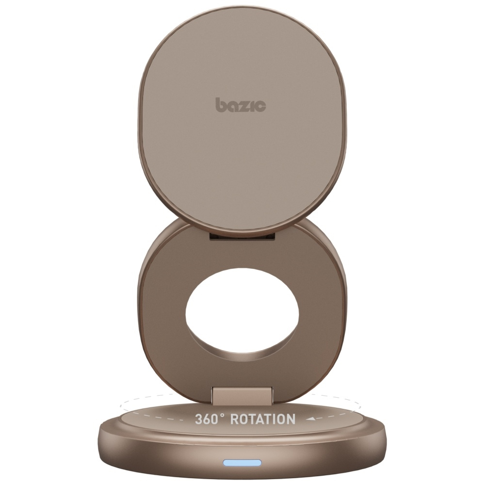 Bazic (by Energea) - (15W) 3in1 MagSafe Ladegerät Qi Wireless Charger Faltbarer Ladeständer für Apple Watch / Smartphone / AirPods - Gold