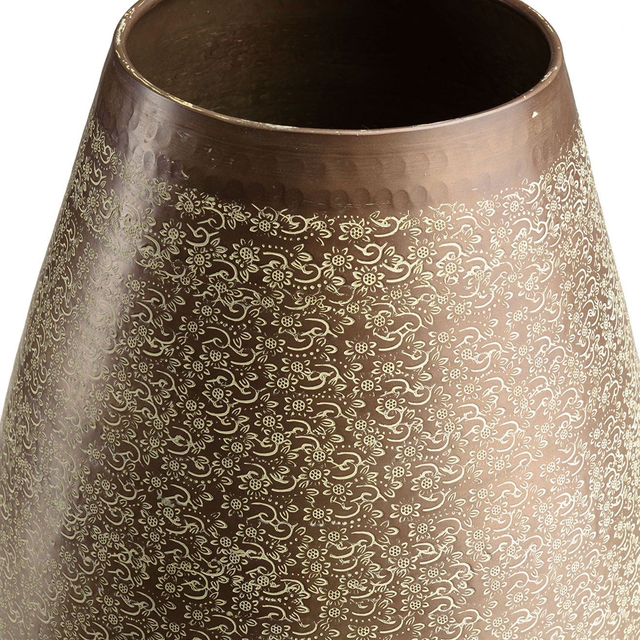 Macabane Vase motifs arabesques fleuris Honoré vert vieilli - D.42xH.71 cm