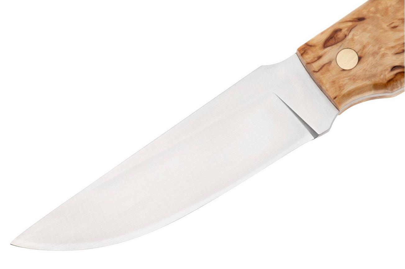 Nordic Knife Design Otter 2055, Satin 14C28N, Curly Birch, vaststaand mes