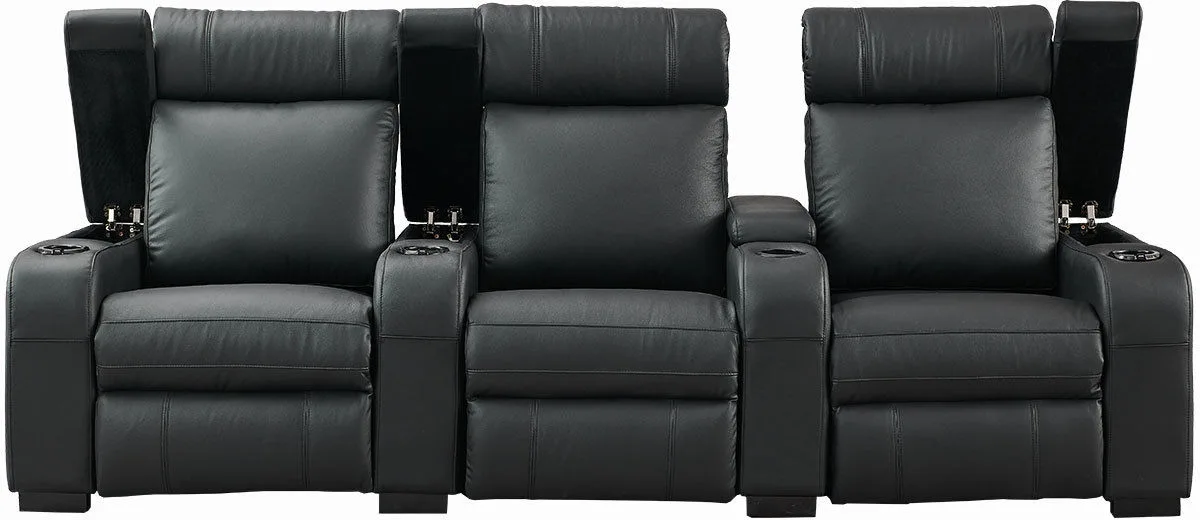 Lumene Hollywood Luxury III Noir (3 places, cuir synthétique) Fauteuils cinéma