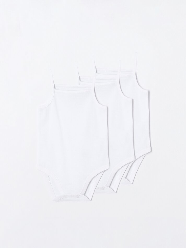 Conjunto de 3 bodies básicos com alças - Branco