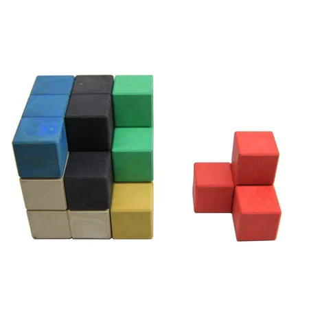 Wissner RE-Wood® Soma Würfel, Lern- und Knobelspiel für Kinder mit 7 farbigen Elementen