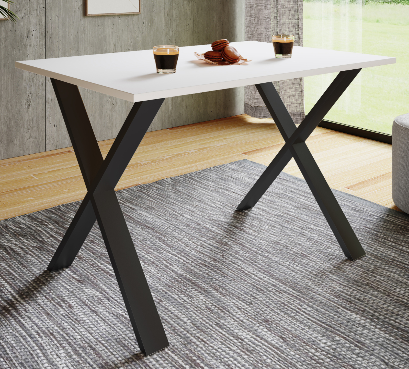 Esstisch XONA - weiß-schwarz - 110x50 cm