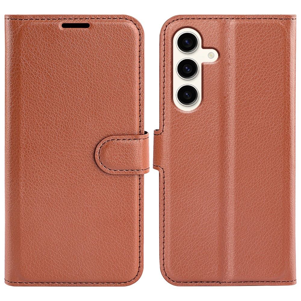 Samsung Galaxy S24  Plus Leder Tasche Flip Cover Litchi Look - Braun