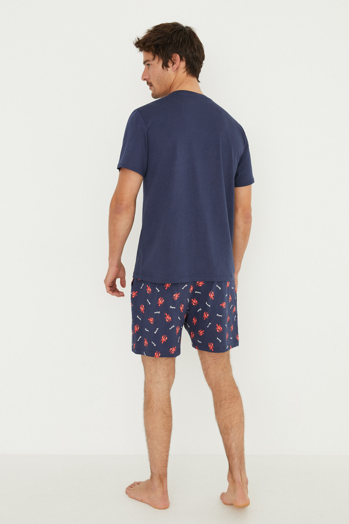 Pijama curto masculino Snoopy azul, 100% algodão - azul
