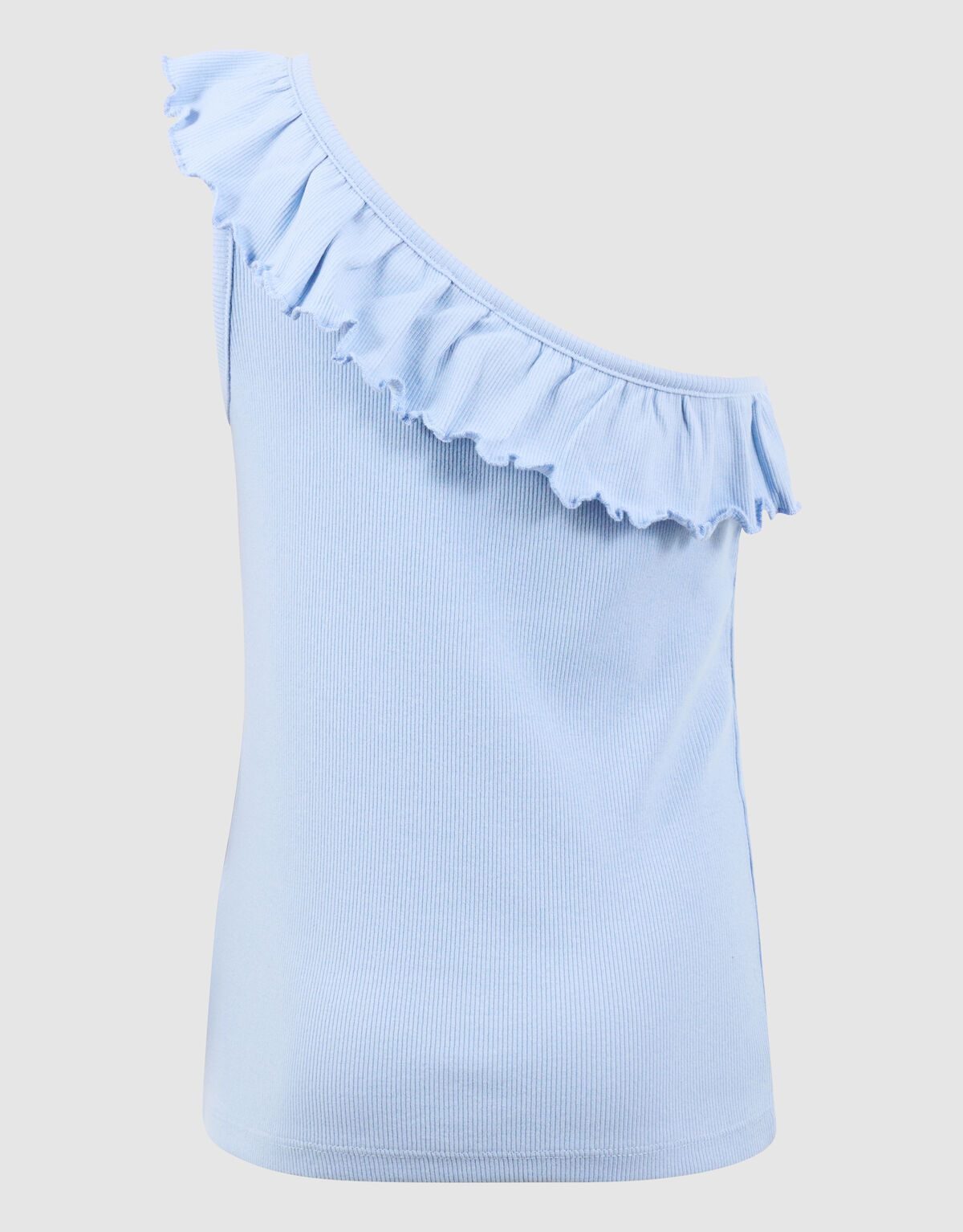 One Shoulder Rib Top Blauw