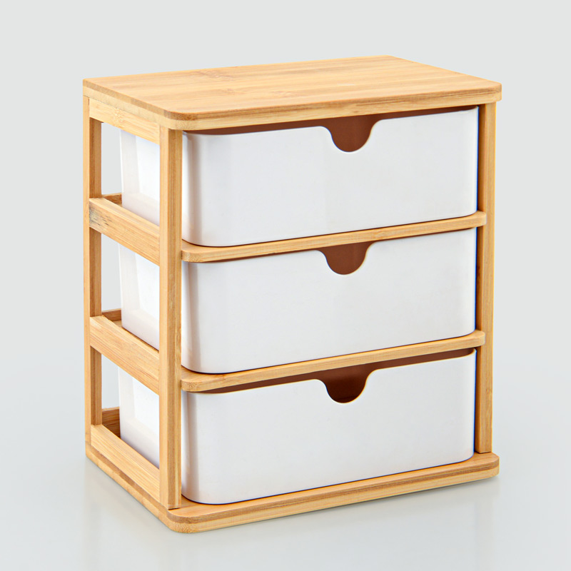 Mini tour de rangement en bambou