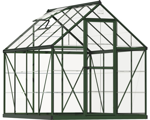 Harmony kas 6x8 polycarbonaat panelen 0,7 mm incl. funderingsframe 247 x 185 cm groen