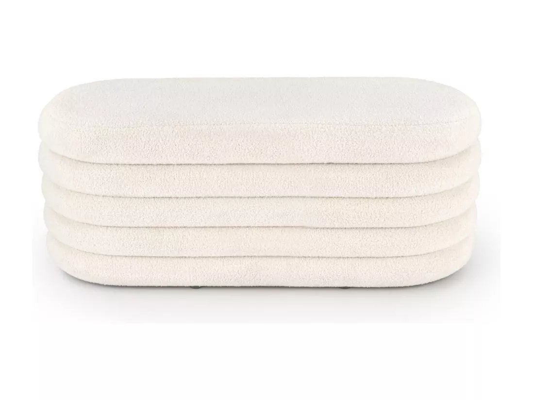 Banc couleur crème en tissu bouclé avec coffre de rangement Nikola