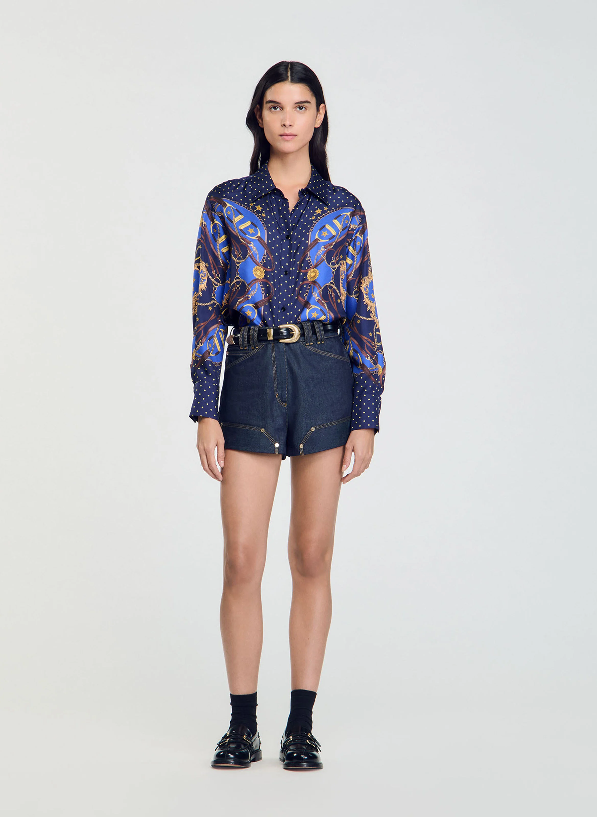 Chemise en soie imprimée| Multicolore