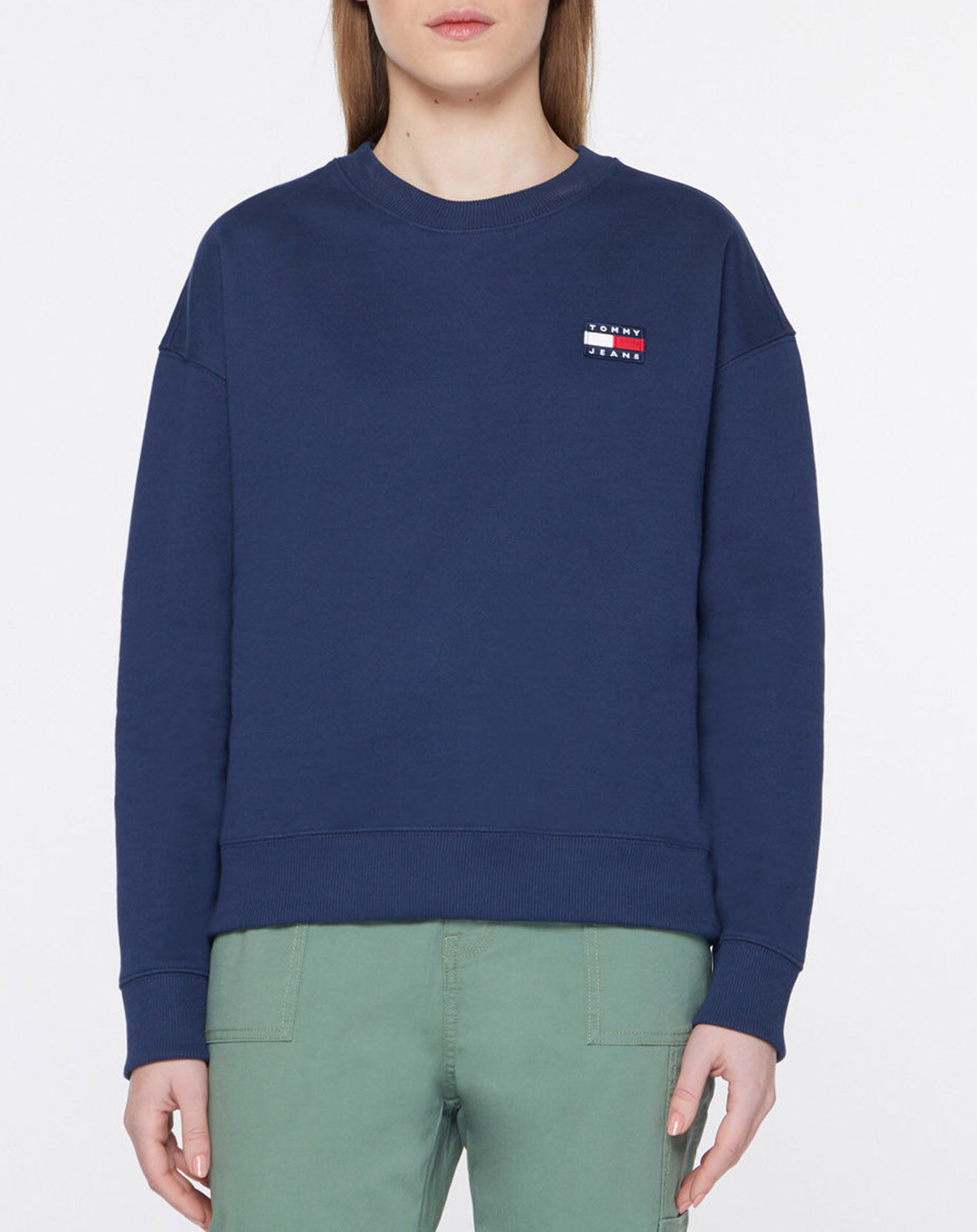 Tommy Jeans Sweat relaxed tommy badge crew bleu marine
