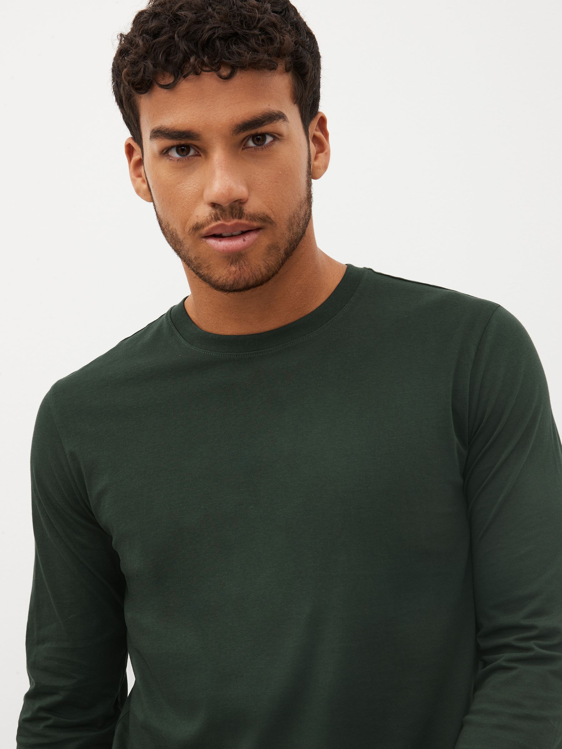 Zwart/wit/marineblauw/groen/bordeauxrood - Normale Pasvorm - verpakking van 5 regular-fit T-shirts met lange mouwen van 100% katoen