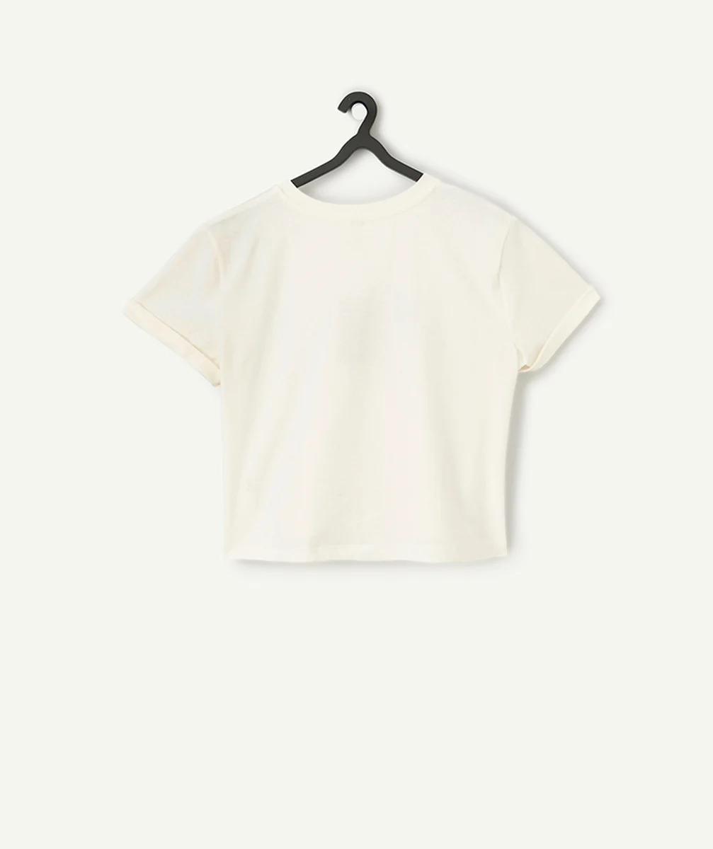 t-shirt manches courtes en coton bio blanc avec message wonder city