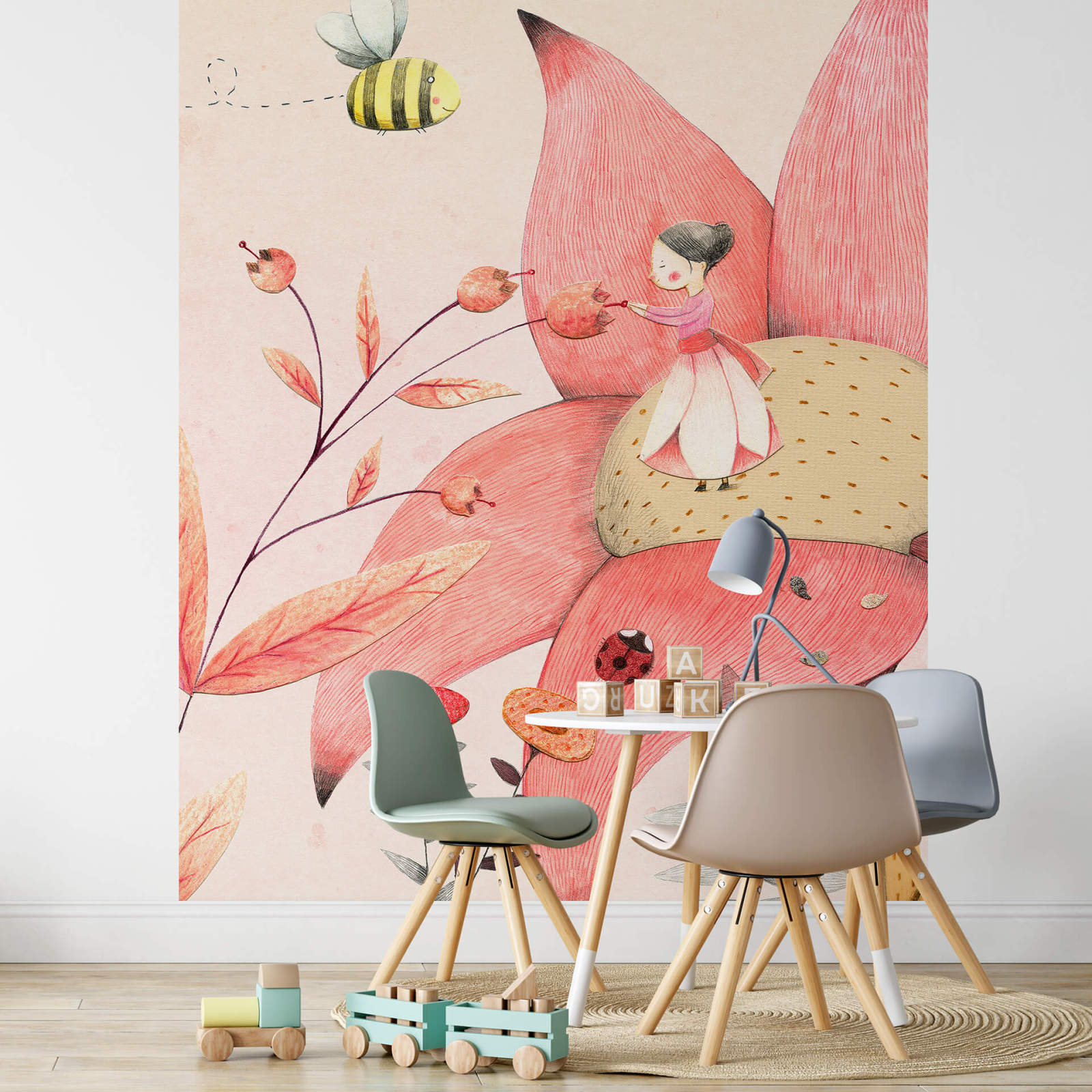 Fototapete DESIGNWALLS 2.0 - rosa-beige/creme - Kinderzimmer - 2,6 Meter