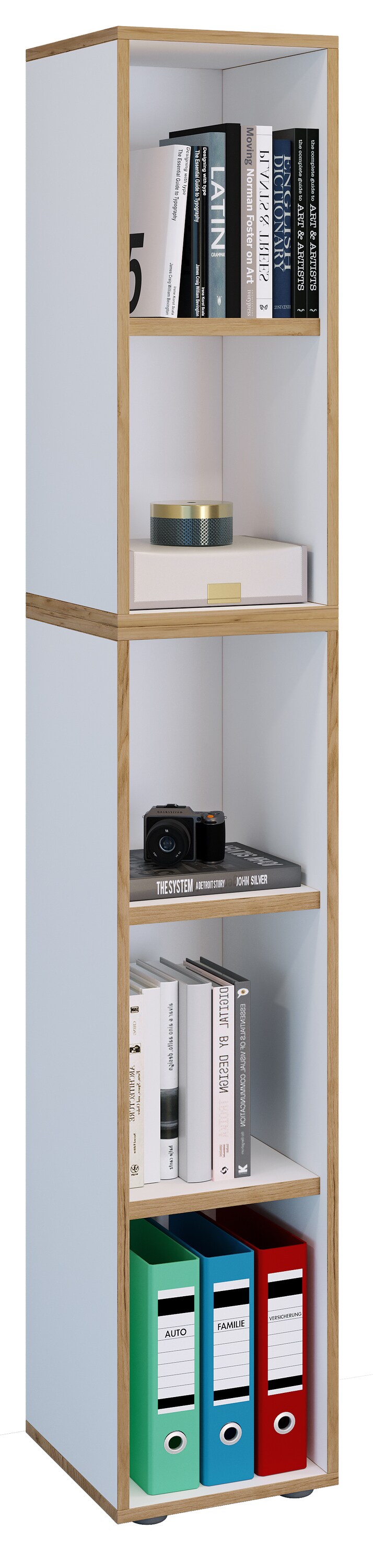 VCM Holz Büro Stand Regal Bücher Ordner Aktenregal Ordnerregal Bücherregal Salia 5-fach Breite 30 cm