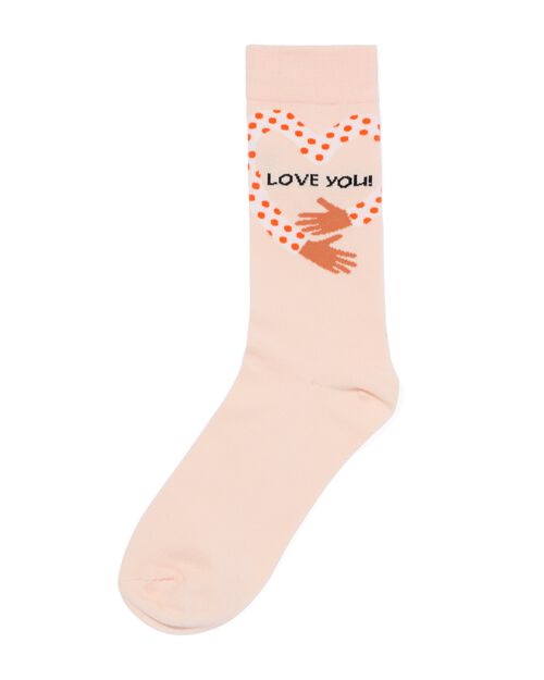 chaussettes en coton love you  rose pâle