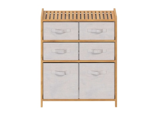 FIVE SIMPLY SMART - Etagère Meuble étagère double 6 paniers - banc et marron