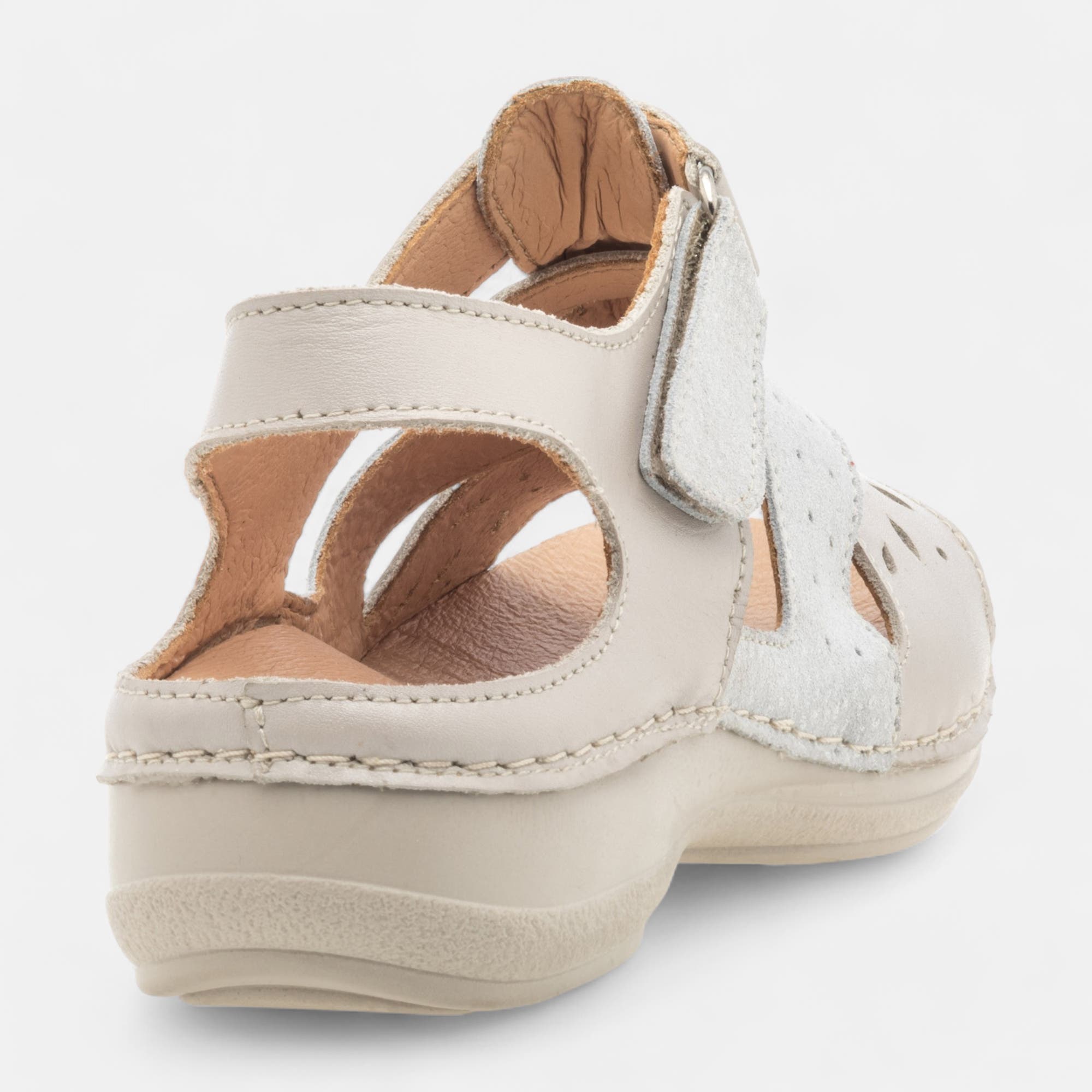 Nu-pieds confort Femme en cuir beige