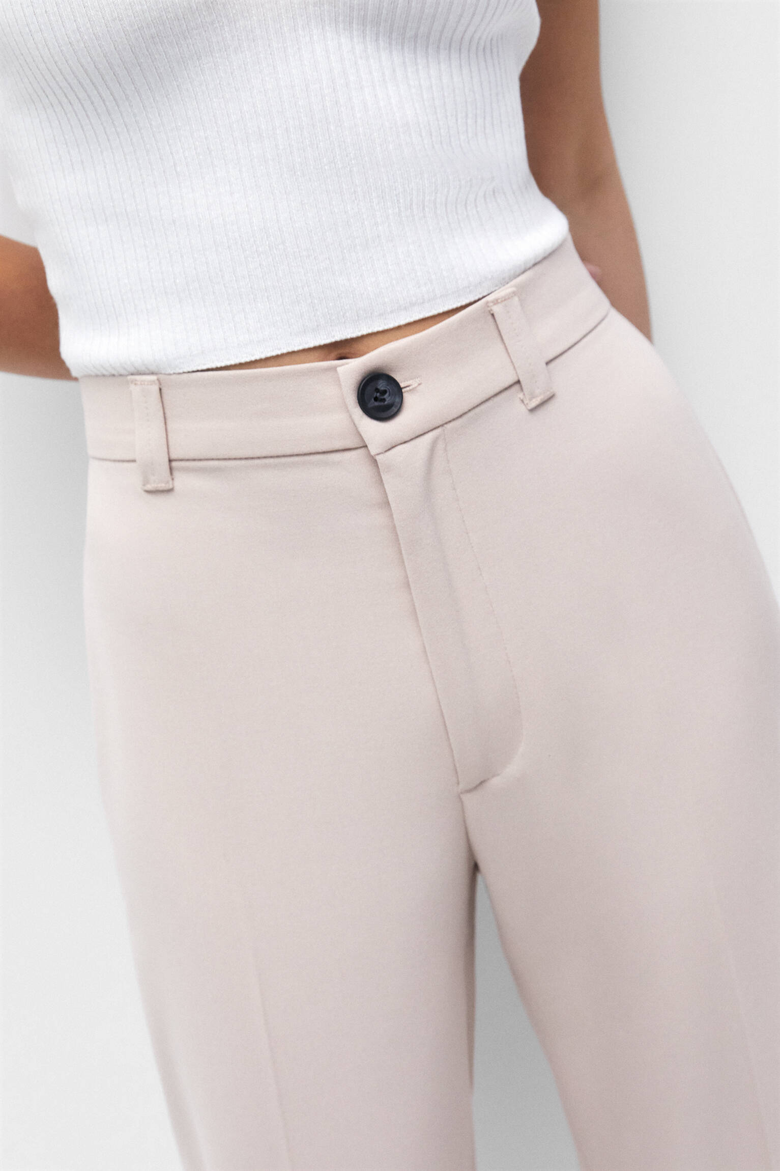 Calça social de corte reto - rosa claro