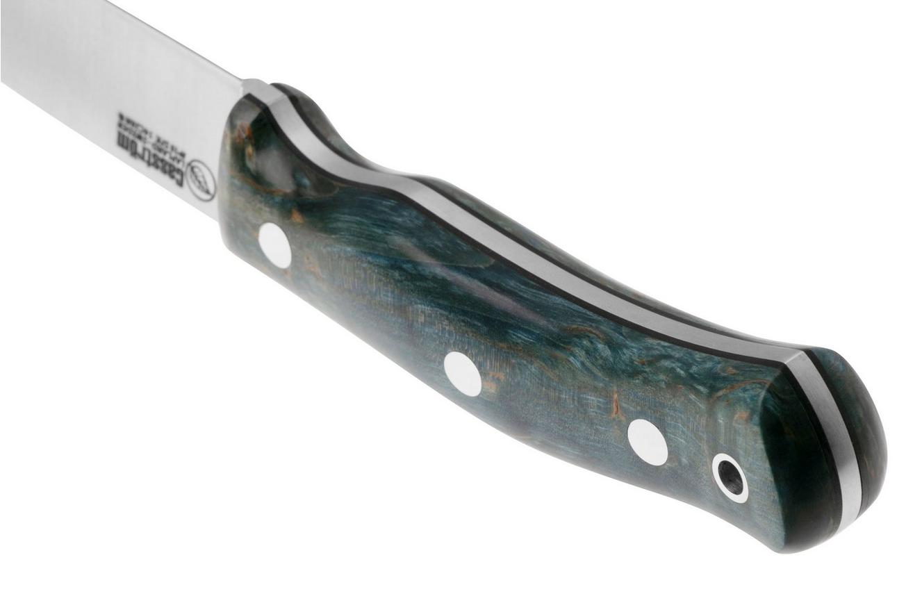 Casström No. 10 Swedish Forest Knife Flat 14119, 14C28N Stabilised Curly Birch Ocean Kydex, bushcraftmes