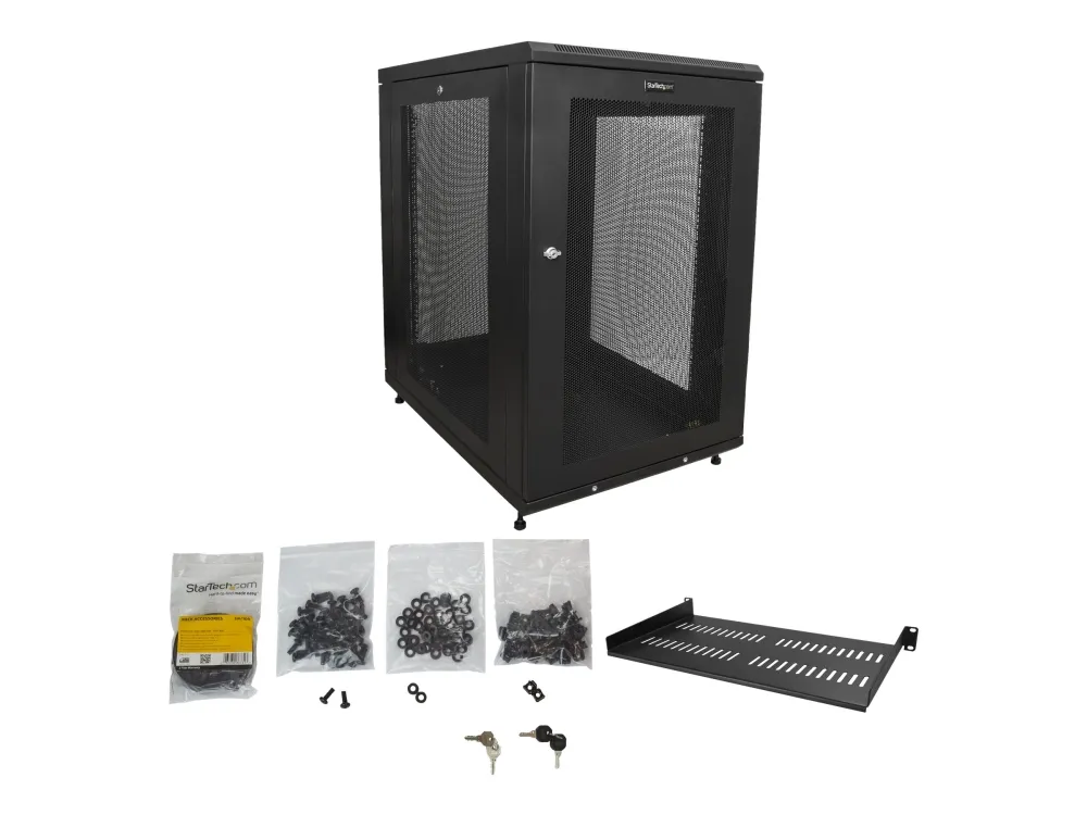 StarTech.com 18U Server Rack Cabinet, 4-Post Adjustable Depth (2