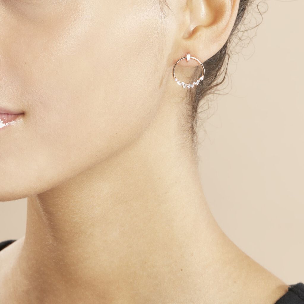 Boucles D'oreilles Pendantes Celene Argent Rose Oxyde De Zirconium