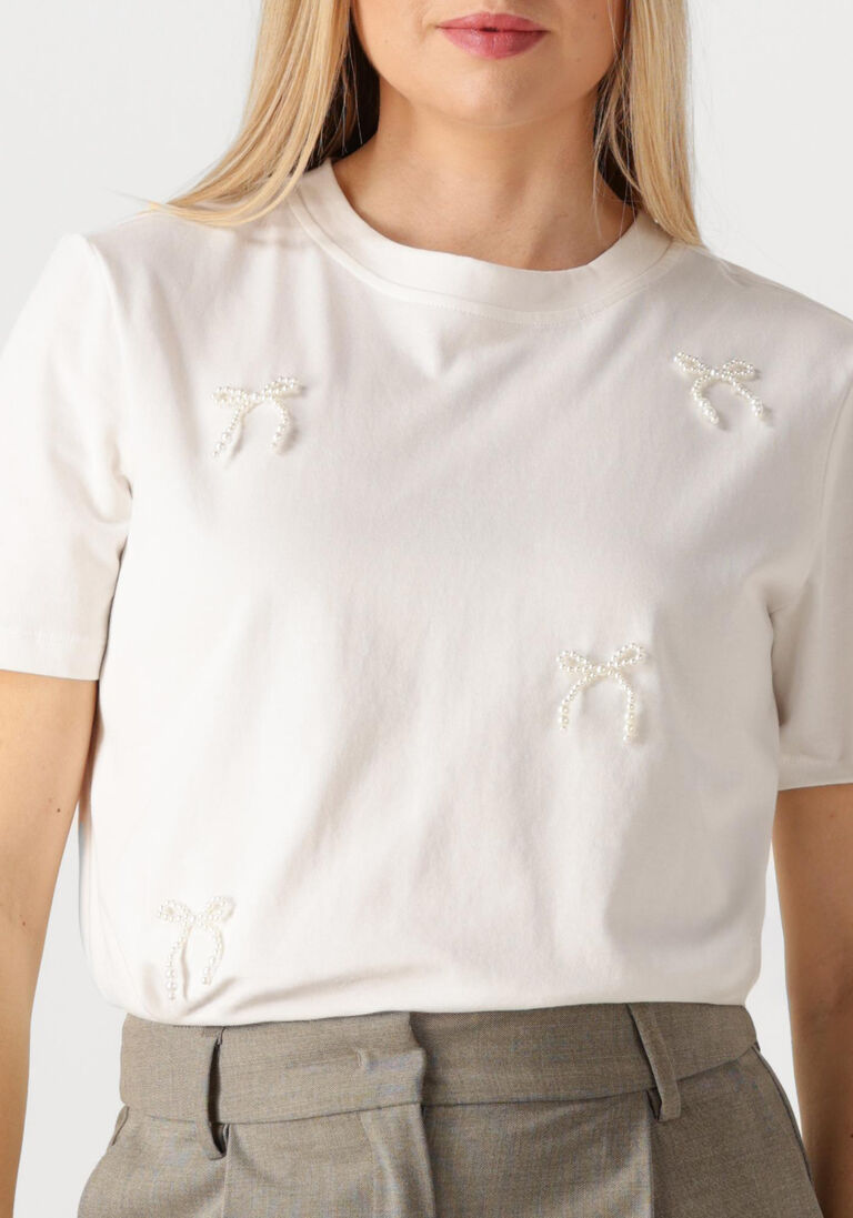 witte haute l'amitié t-shirt pearl bow tee