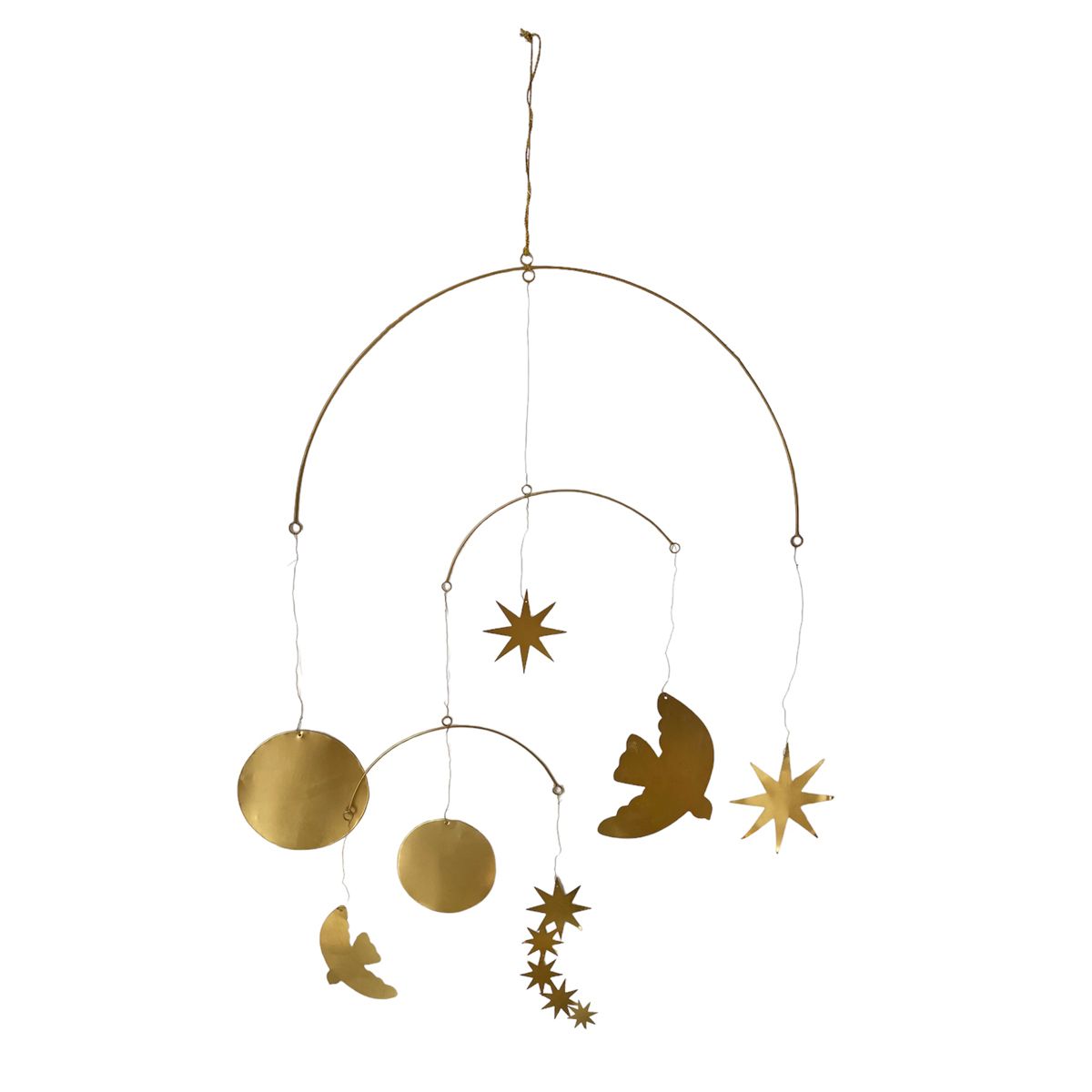 Mobile hirondelles et étoiles laiton doré Atelier jasmin