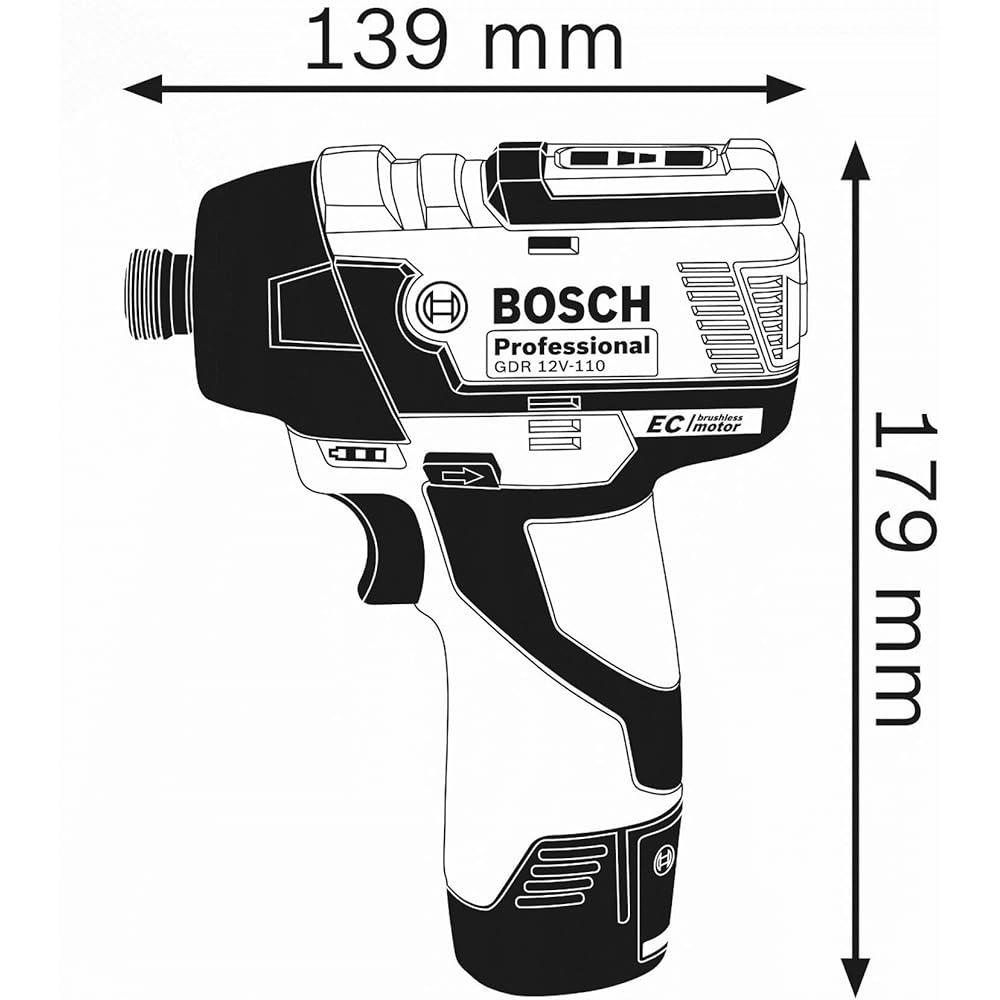 Bosch Professional 12V System visseuse à chocs sans-fil GDR 12V-110 (sans batterie ni chargeur, boîte carton) : Bricolage