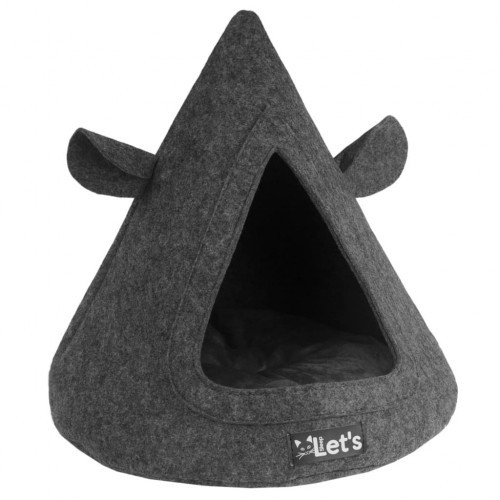 Cama em formato de tenda tipi na cor cinza escuro