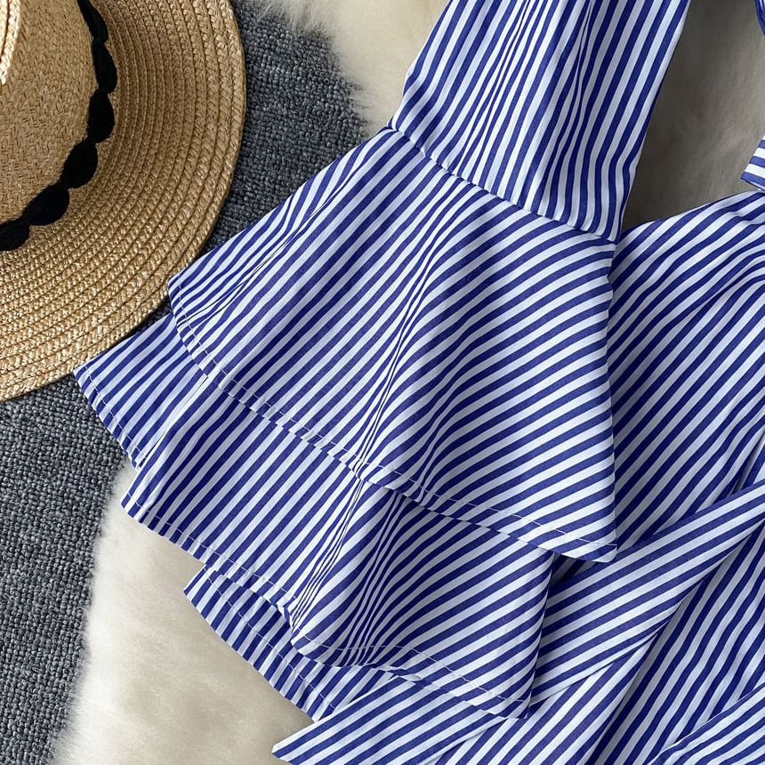 Lucuna - Lange mouwen off-shoulder gestreepte romper