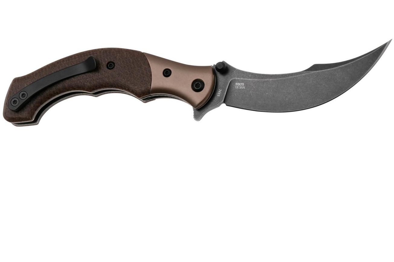 CRKT Ritual Compact 7465 Brown Micarta zakmes, Alan Folts design