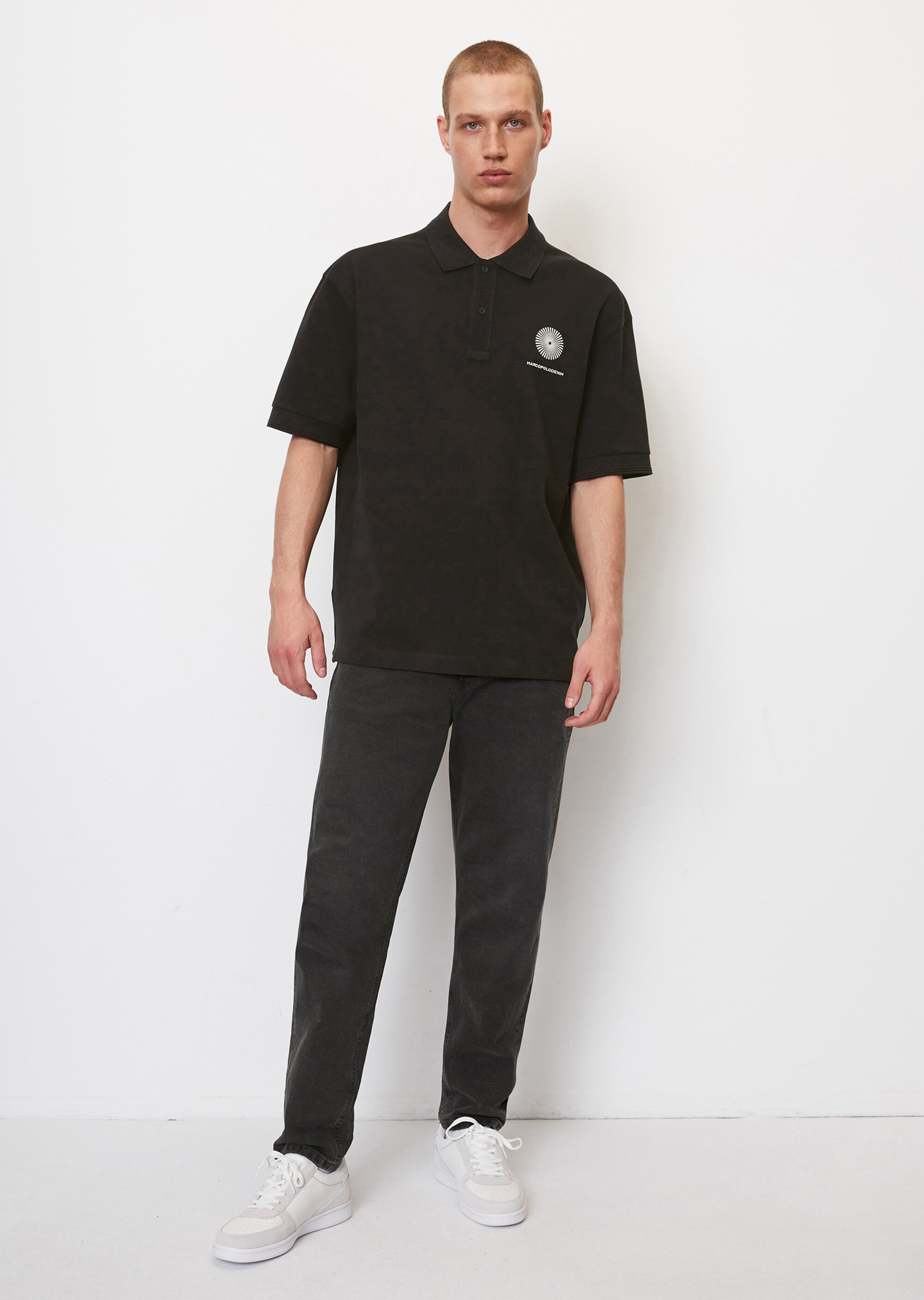 Kurzarm-Poloshirt Piqué oversized aus reiner Bio-Baumwolle