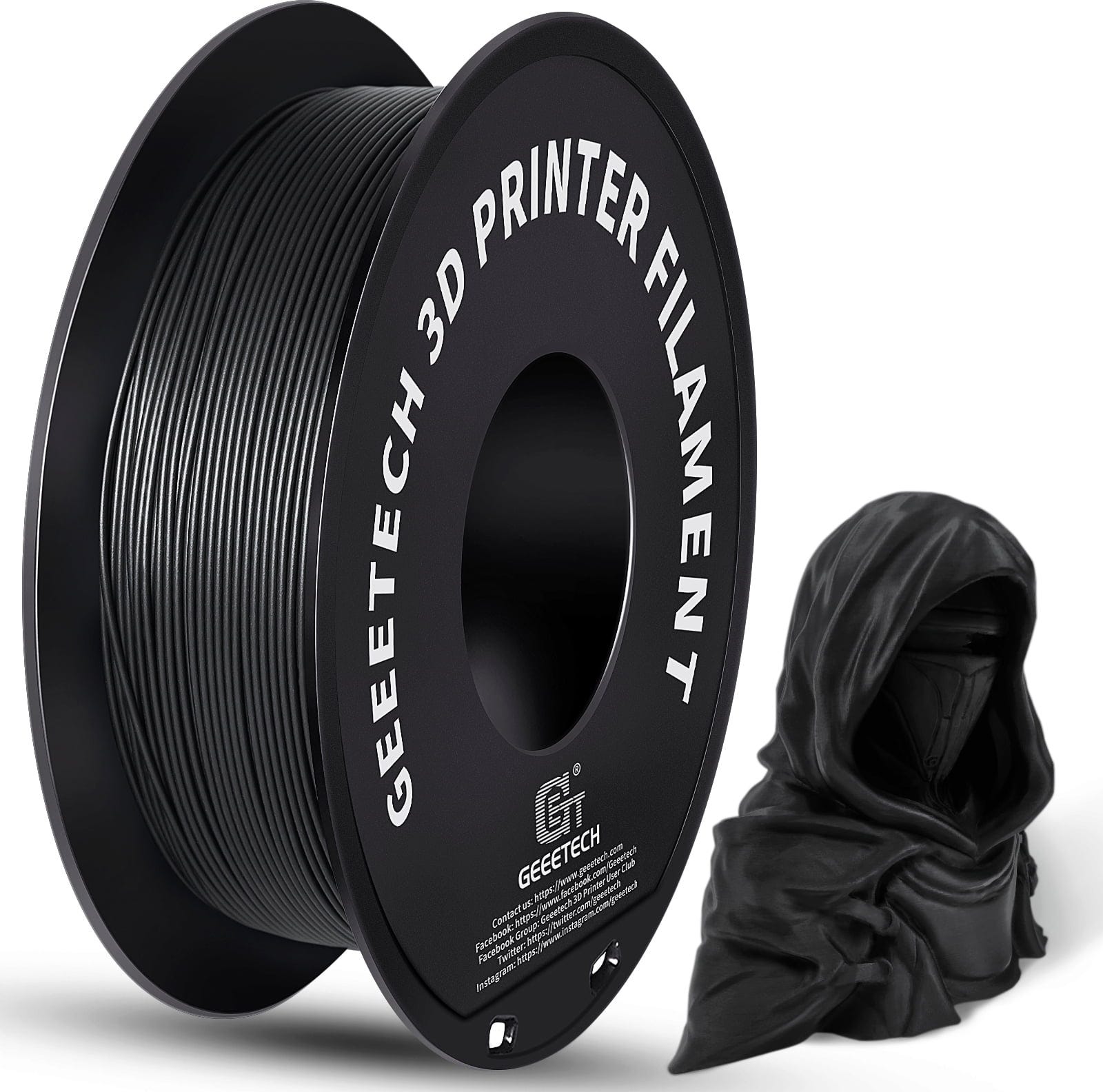 GEEETECH  PLA Matte Black, 1,75 mm / 1000 g    Mattes PLA-Filament mit stärkerer Zähigkeit