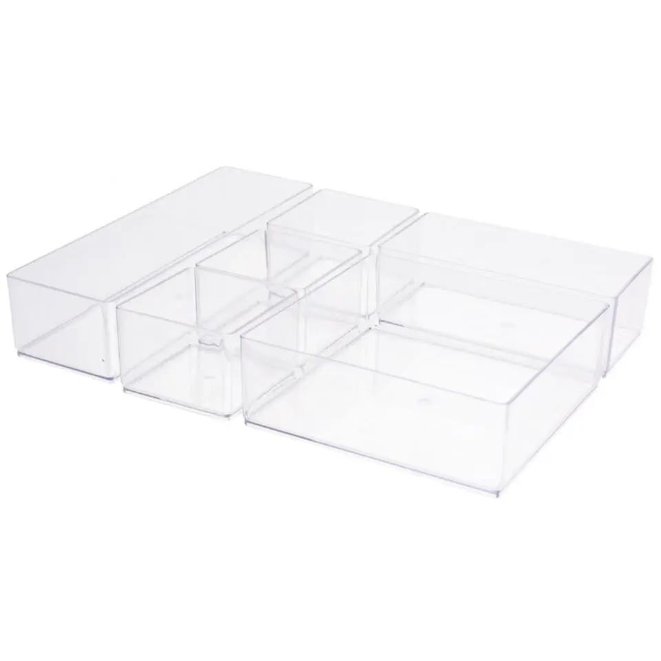 Make-up organizer - 6-vaks - transparant acryl - 30 x 22,5 x 5 cm