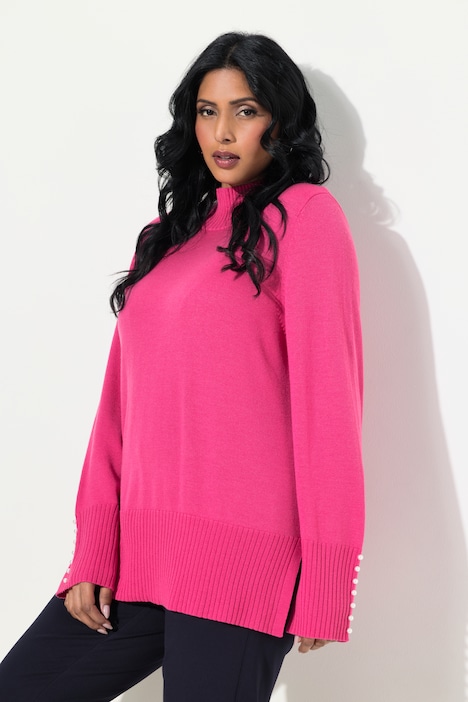Pullover, Woll-Seidenmischung, Stehkragen, Zierperlen