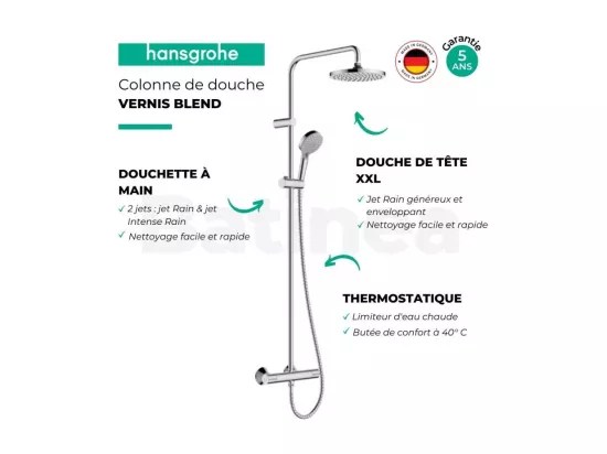 Colonne de douche thermostatique HANSGROHE Vernis Blend 200 chromé