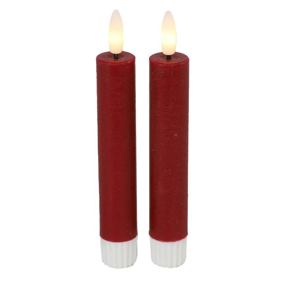 Countryfield Led kaarsen/dinerkaarsen - 2x - rood - 15 cm